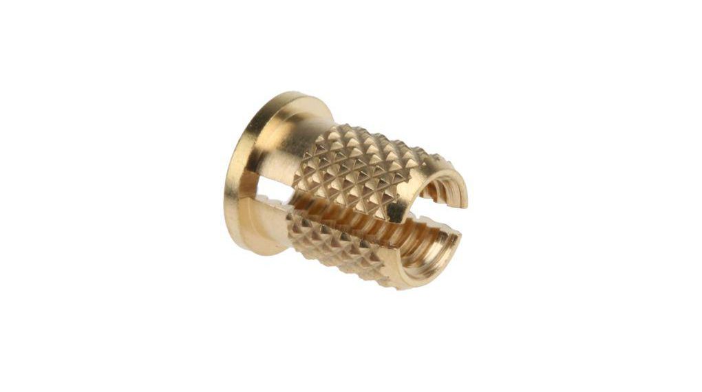 Threaded Insert, Flush, M5, 6.4 x 9.53mm, Brass, Pack of 100 pieces